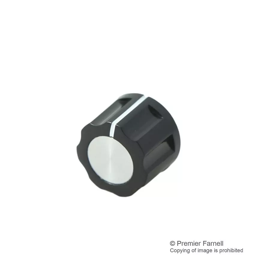 Multicomp KNOB, PLASTIC, 16MM, AL CAP, CF-X5-M-S(6.4)E
