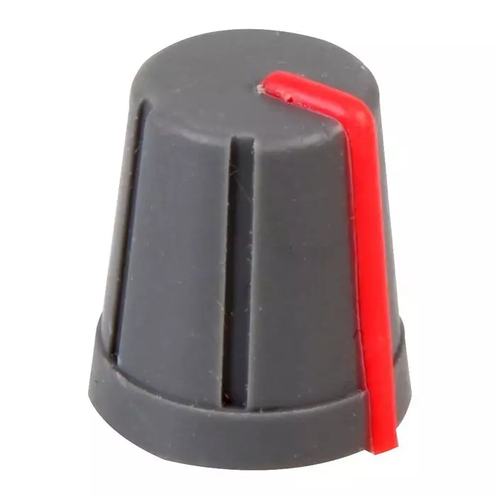 Multicomp KNOB, SOFT TOUCH, D SHAFT, GREY/RED, CR-R4-1