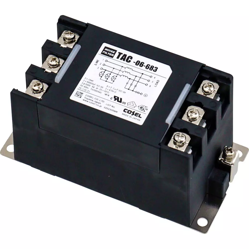 Cosel Noise Filter 6 Amp Current 100 mohm at 500 V DC Insulation Resistance, TAC-06-683