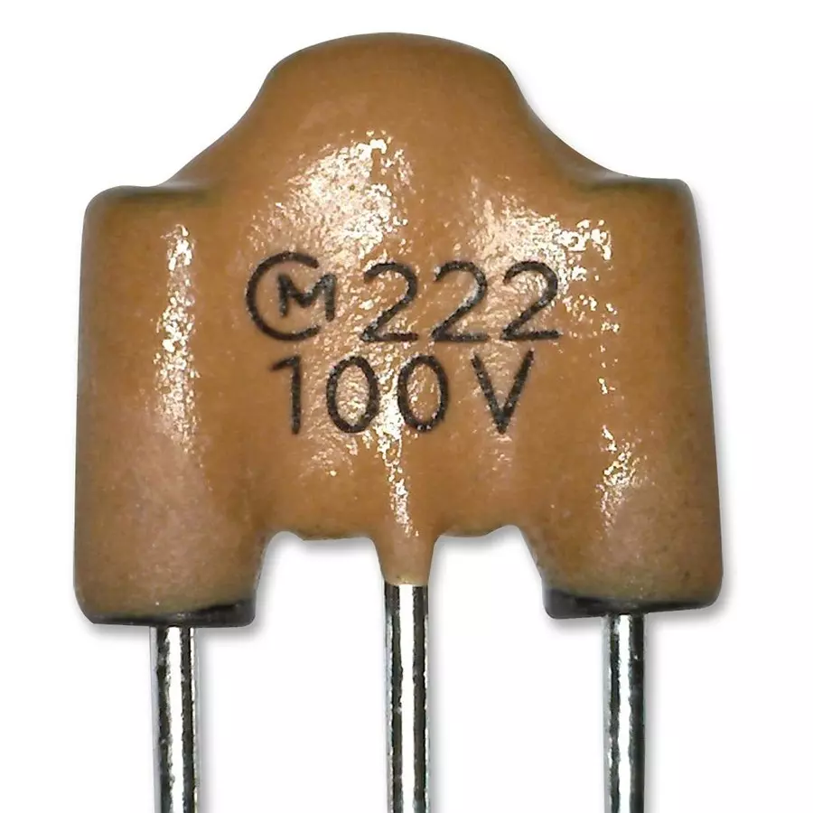 Murata Power Line Filter, 100 VDC, 6 A,2200PF, DSS6NE52A222Q55B