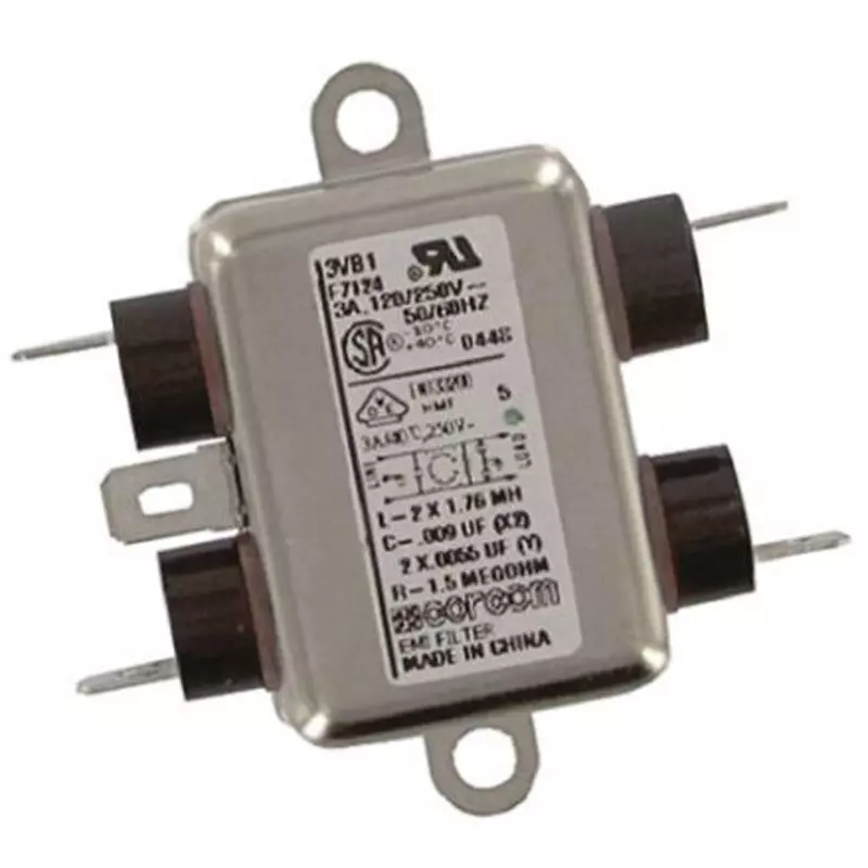 TE CONNECTIVITY RFI Filter 3 Rated Current Flange Mount Mounting Spade Termination Style, 3VB1