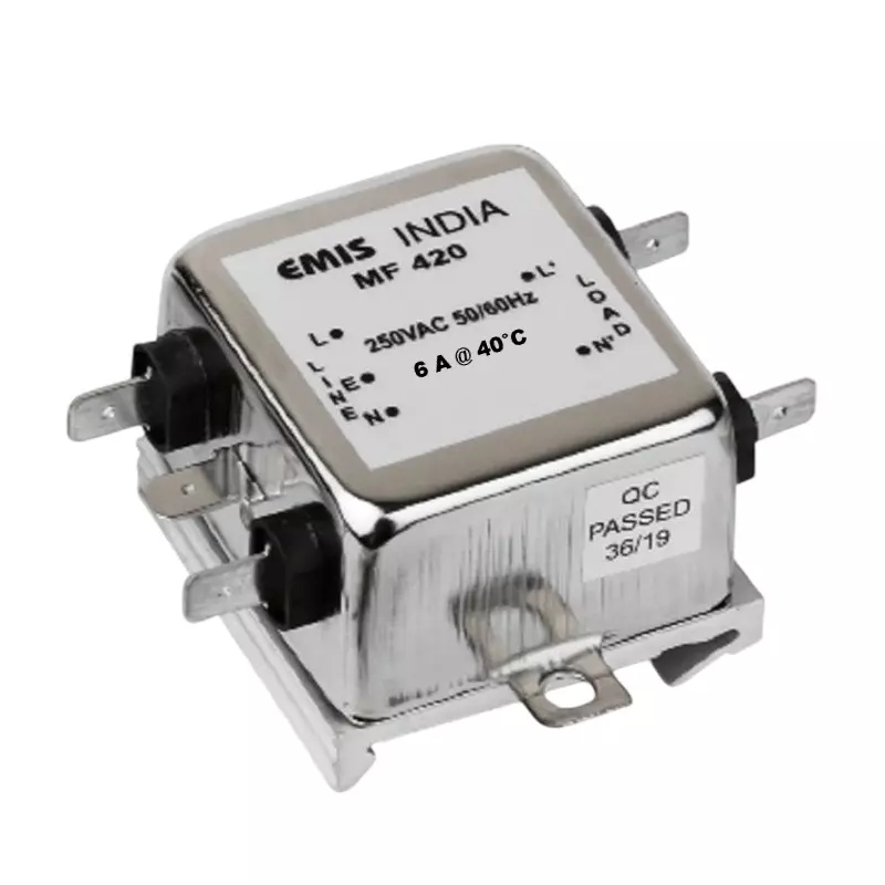 EMIS MF 420 Single Phase EMI Filter 6 A Current Rating and 250 V AC Operating Voltage, S420000006S