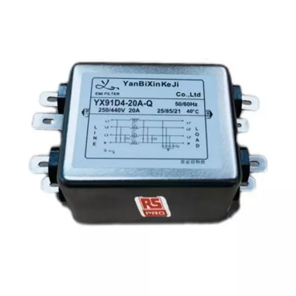 RS PRO Power Line Filter 440 V 20 Amp Chassis Mount 3 mA Leakage Current, 2378750