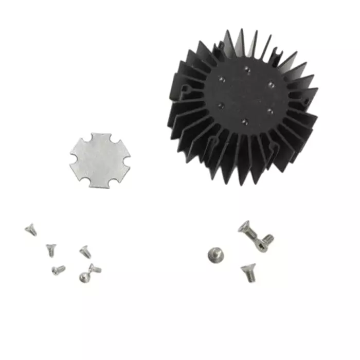 Intelligent LED Solutions Heatsink, Dragon 1, Duris 1, Duris 4, Oslon 1, Oslon 4, Stanley 1, Stanley 4, 50 (Dia.) x, ILA-HSINK-STAR-50X20 mm-BLK-K