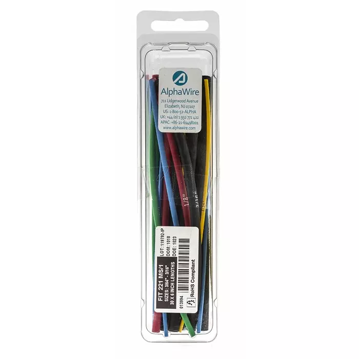 Alpha Wire Heat Shrink Tubing Black 1.17 mm Sleeve Dia.x152 mm Length 2:1 Ratio, F221MS/1 BK032