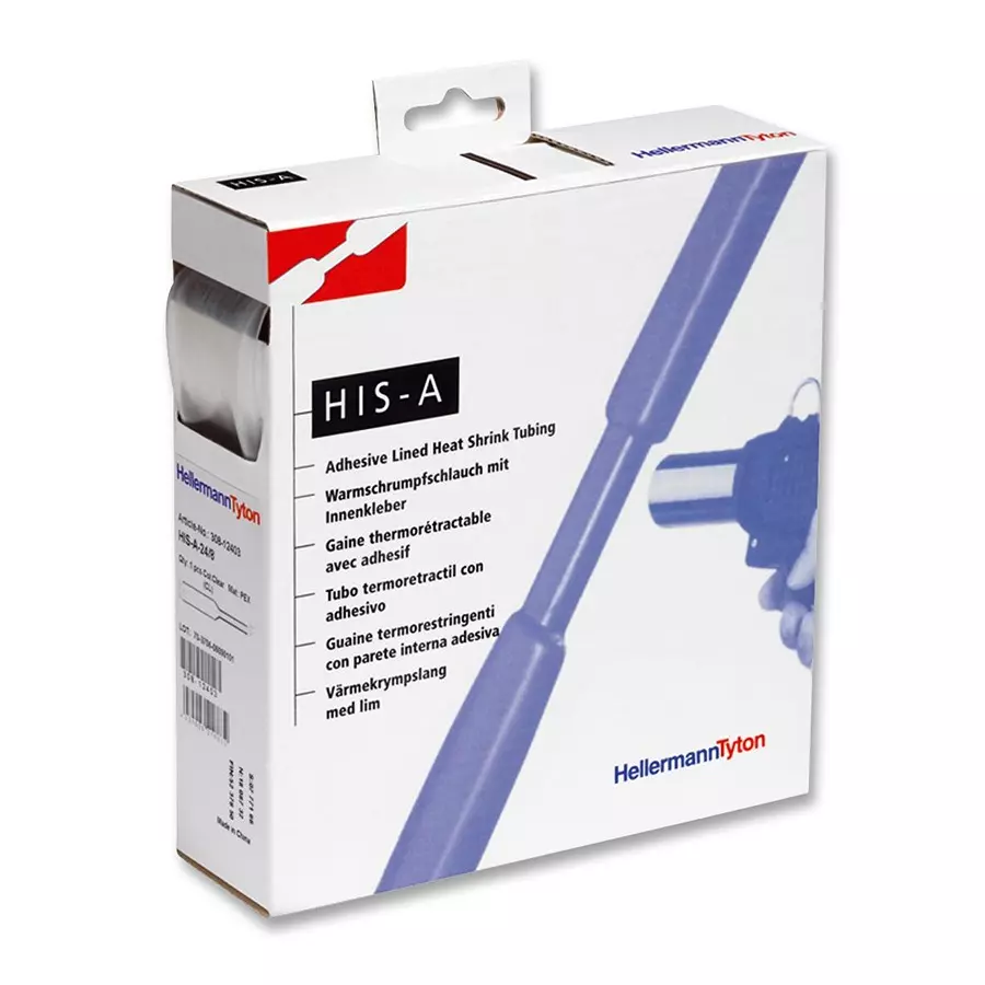HELLERMANNTYTON Heat Shrink, Adh, Clear, 3mm, 10M, 308-10303