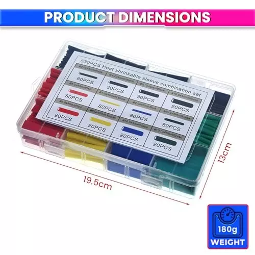 amicitools-530-pcs-heat-shrink-tubing-kit-21-polyolefin-sleeves-7-sizes-flame-retardant-for-wire-cable-repair