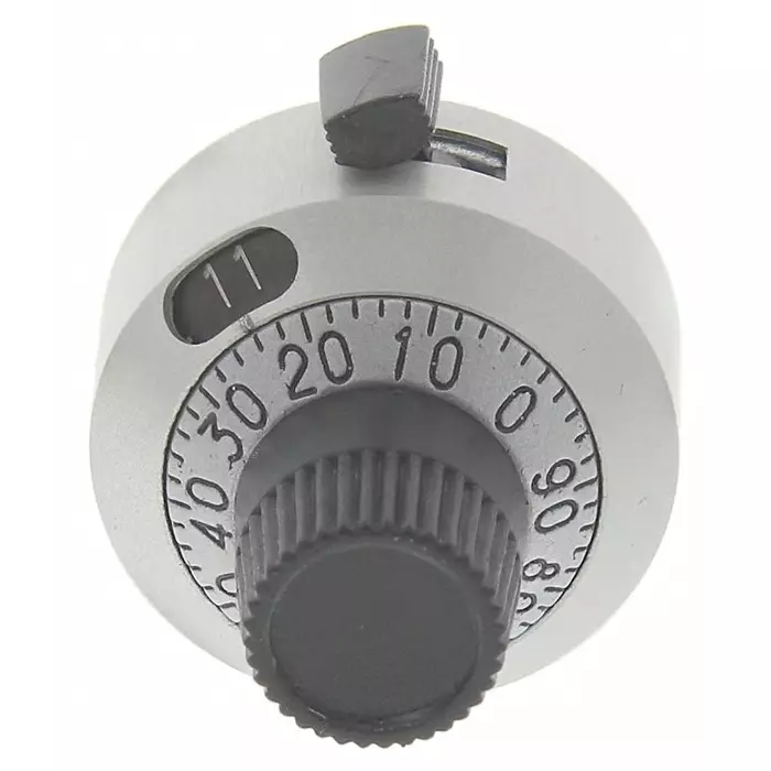 Vishay Circular Potentiometer Knob 22.2 mm Dia Grey Indicator, 18B11B010