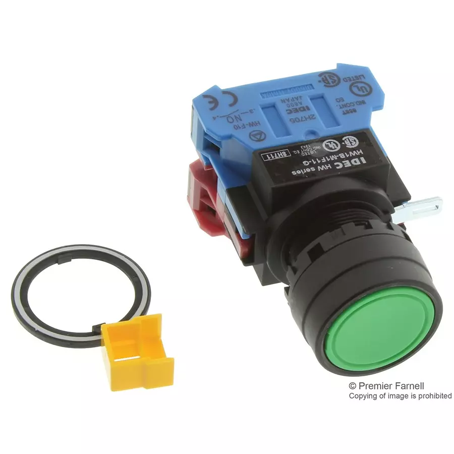 IDEC SWITCH, INDUSTRIAL PUSHBUTTON, 22MM, HW1B-M1F11-G