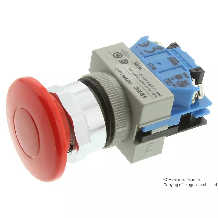 IDEC SWITCH, INDUSTRIAL PUSHBUTTON, 40MM, ABW410-R