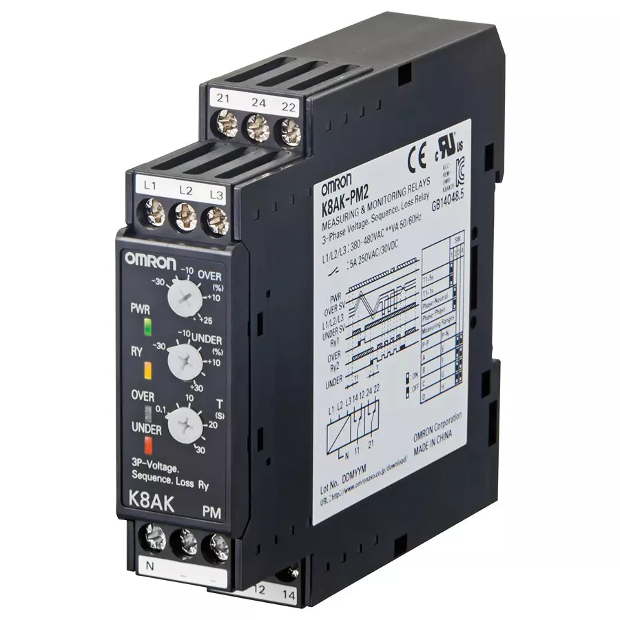 OMRON INDUSTRIAL AUTOMATION CURRENT SENSING RELAY, SPDT, 0.002-0.5A, K8AKAS1100240VAC