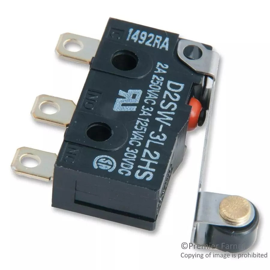OMRON ELECTRONIC COMPONENTS MICROSWITCH, ROLLER LEVER, SPDT 3A 250V, D2SW-3L2HS