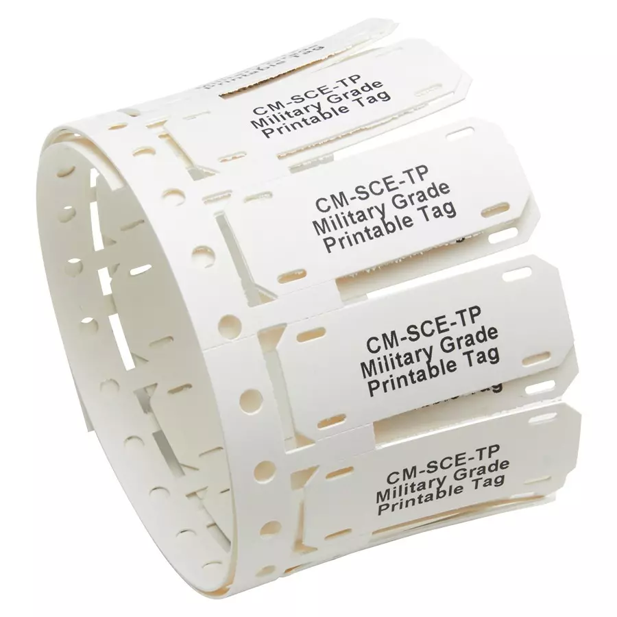 RAYCHEM - TE CONNECTIVITY CABLE MARKER, PO, 6.4MM X 50.8MM, WHITE, CM-SCE-TP-1/4-6H-9 (Pack of 250 Pcs)