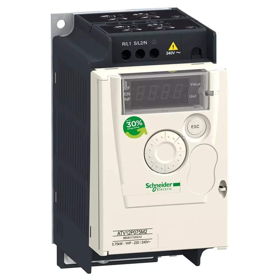 SCHNEIDER ELECTRIC AC Motor Drives MOTOR CONTROLLER, 1-PH, 240VAC, 750W, ATV12P075M2