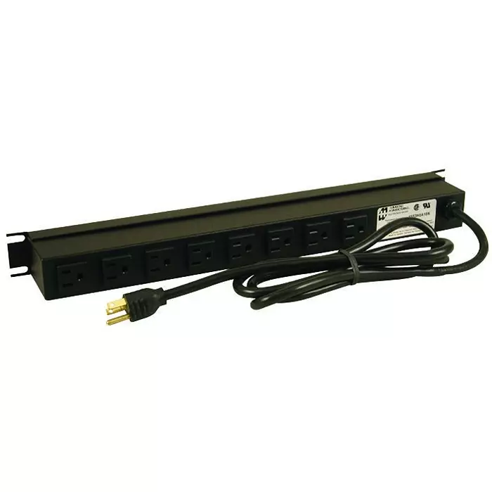 HAMMOND Power Distribution Strips OUTLET STRIP, RACK MOUNT, 8, 15A, 15FT, 1583H8B1BK