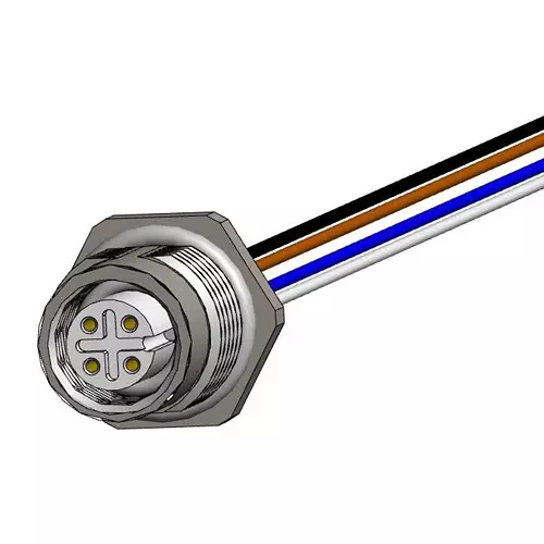 NORCOMP Sensor Cord, 4P M12 Rcpt-Free End, 12", FPM12A04I12DR01