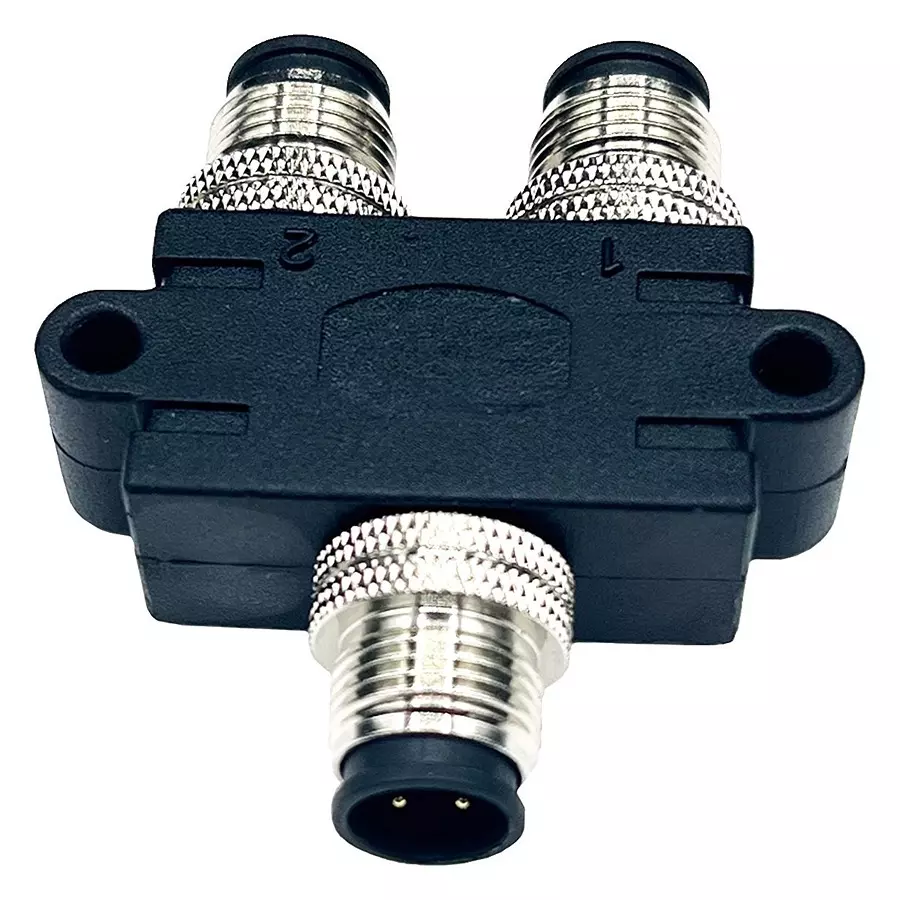 NORCOMP Y Splitter Conn, 5P M12 Plug-2X5P Rcpt, Y58-A05-MFFR001
