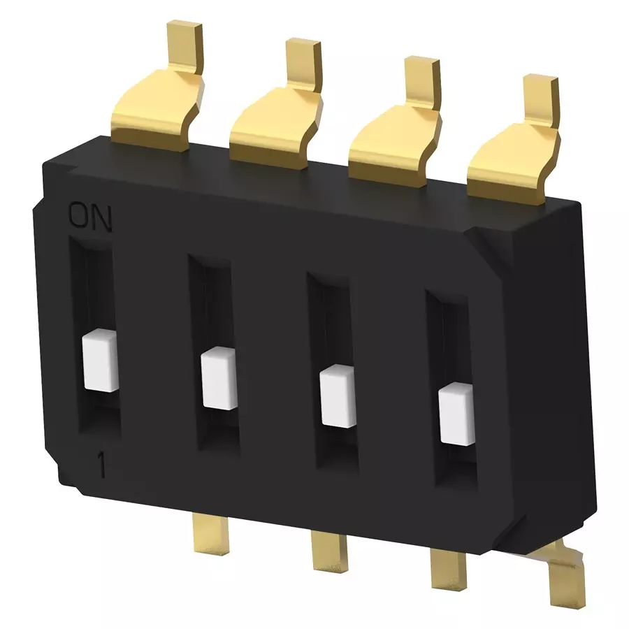 ALCOSWITCH - TE CONNECTIVITY Dip Switch, 4Pos, Spst, Slide, Smd, EDS04SGRNTU04Q