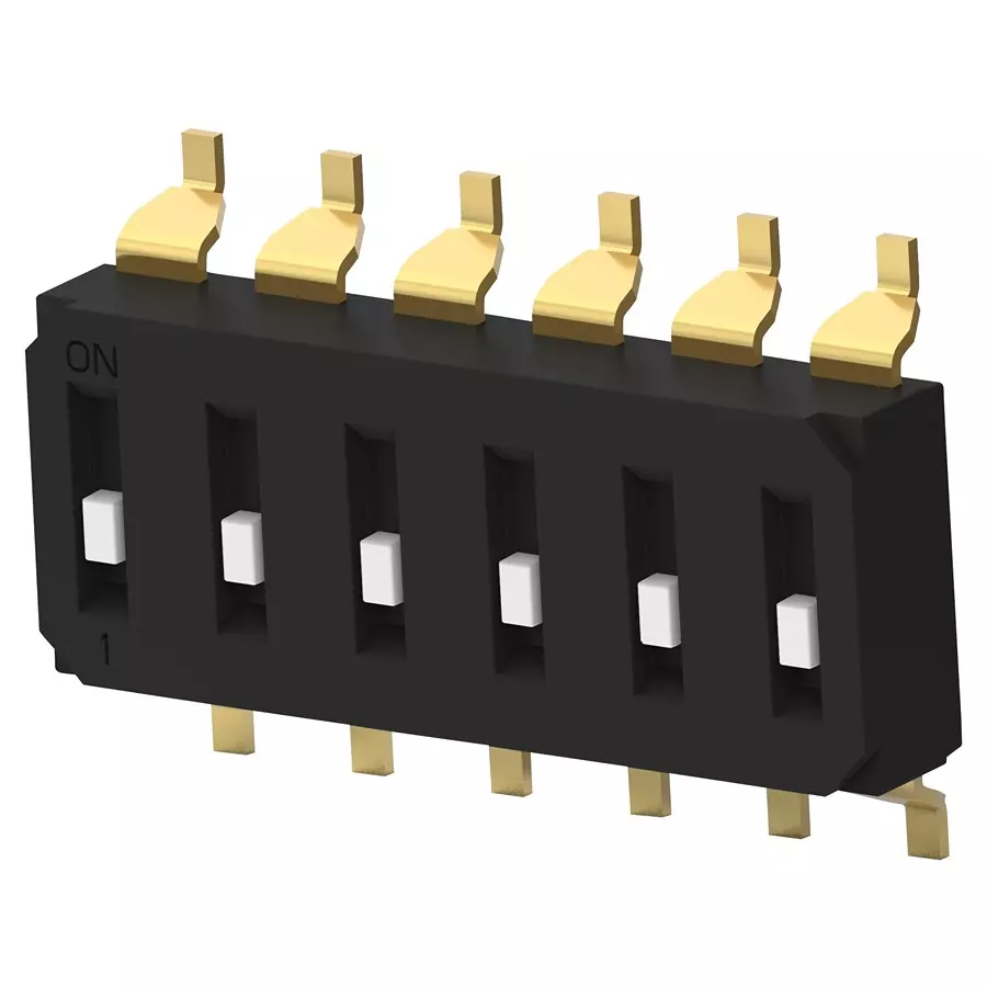 ALCOSWITCH - TE CONNECTIVITY Dip Switch, 6Pos, Spst, Slide, Smd, EDS06SGRNTU04Q