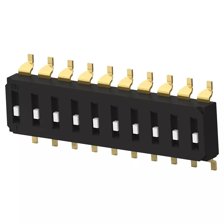 ALCOSWITCH - TE CONNECTIVITY Dip Switch, 10Pos, Spst, Slide, Smd, EDS10SGRSTR04Q