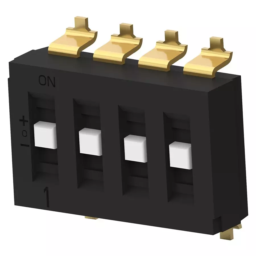 ALCOSWITCH - TE CONNECTIVITY Dip Switch, 4Pos, Sp3T, Slide, Smd, TDS04SGRNTU04