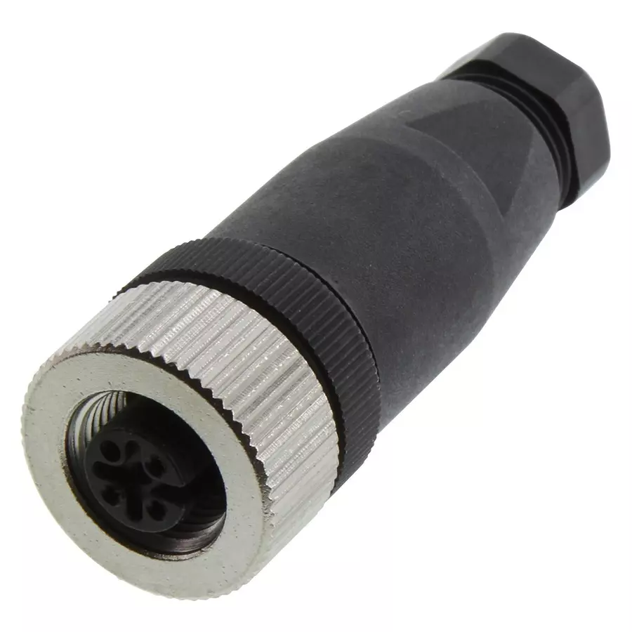 Omega M12 Sensor Connector, Female, 4Pos, M12-S-F-FM.