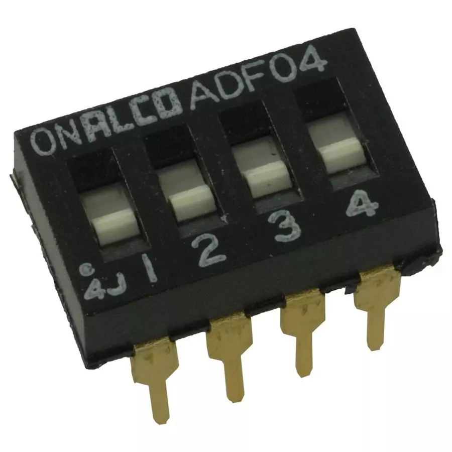 ALCOSWITCH - TE CONNECTIVITY Switch, Dip, 4 Position, Spst, Flush Slide, ADF0404