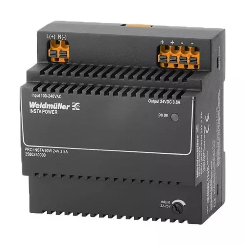 Weidmuller POWER SUPPLY, AC-DC, 24V, 3.8A, 2580250000
