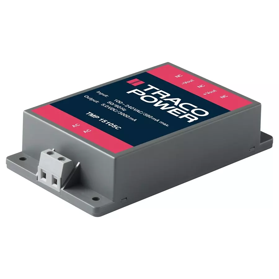 TRACO POWER CONVERTER, AC/DC, 5V, 3A/15W, MODULE, TMP 15105C