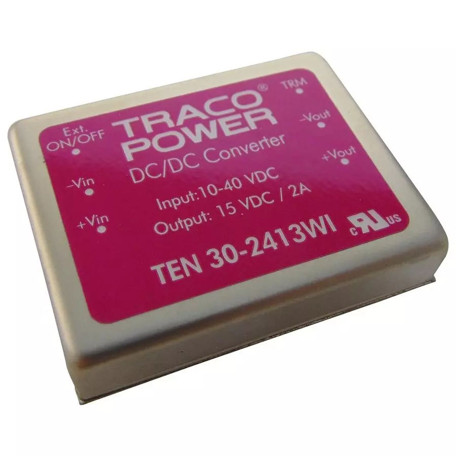 TRACO POWER CONVERTER, DC/DC, 30W, 15V/2A, TEN 30-2413WI