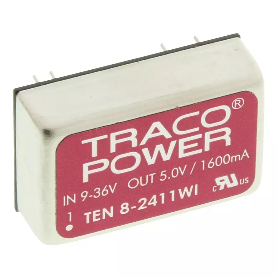 TRACO POWER CONVERTER, DC-DC, 5V, 8W, TEN 8-2411WI