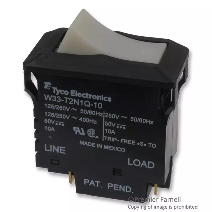TE CONNECTIVITY CIRCUIT BREAKER, THERMAL, 2P, 250V, 10A, W33-T2N1Q-10