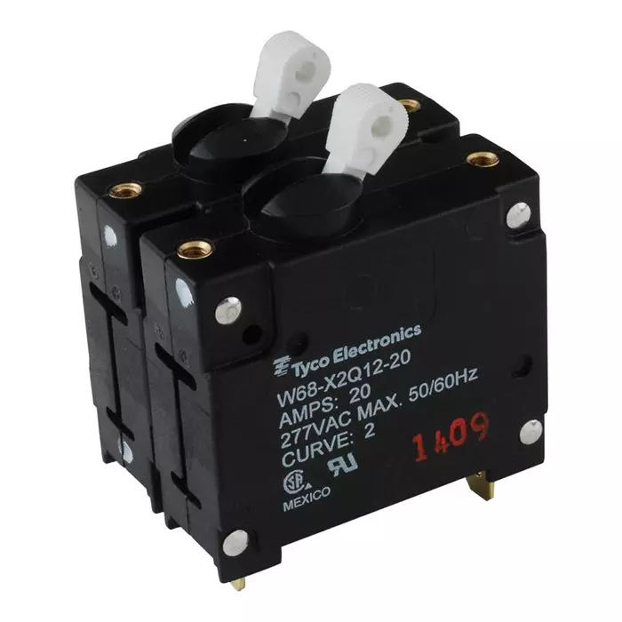 TE CONNECTIVITY CIRCUIT BREAKER, HYDROMAGNETIC, 2P, 277V, 20A, W68-X2Q12-20