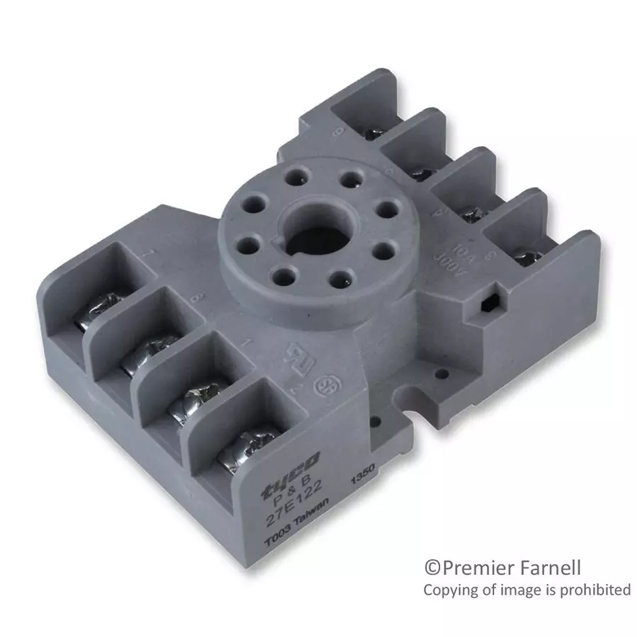 TE CONNECTIVITY RELAY SOCKET, 8, 10A, 240VAC, 27E122