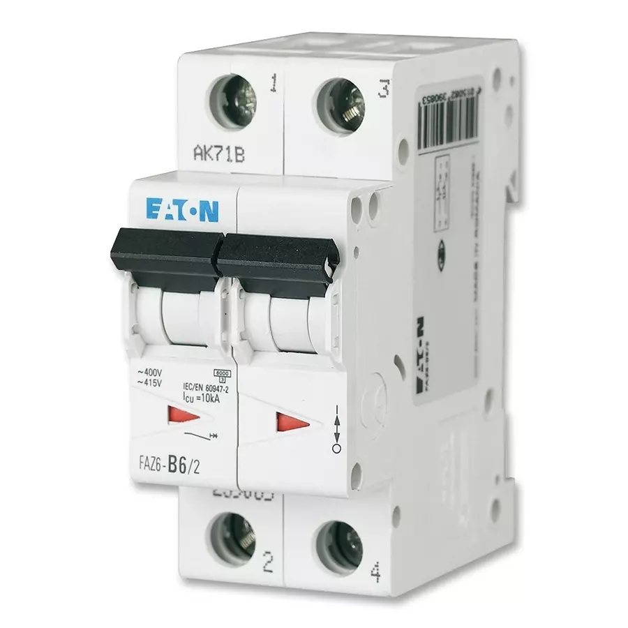 EATON MOELLER CIRCUIT BREAKER, 2 POLE, B TYP, 10A, FAZ6-B10/2
