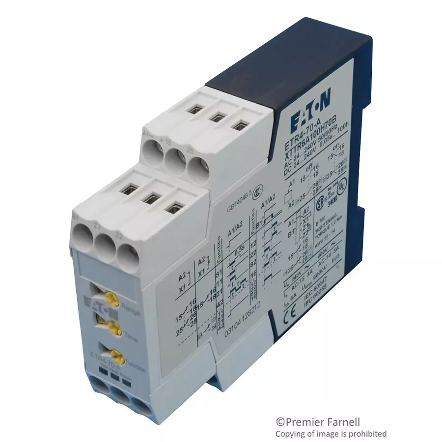 EATON MOELLER TIME DELAY RELAY, DPDT, 0.05S-100H, 240V, ETR4-70-A