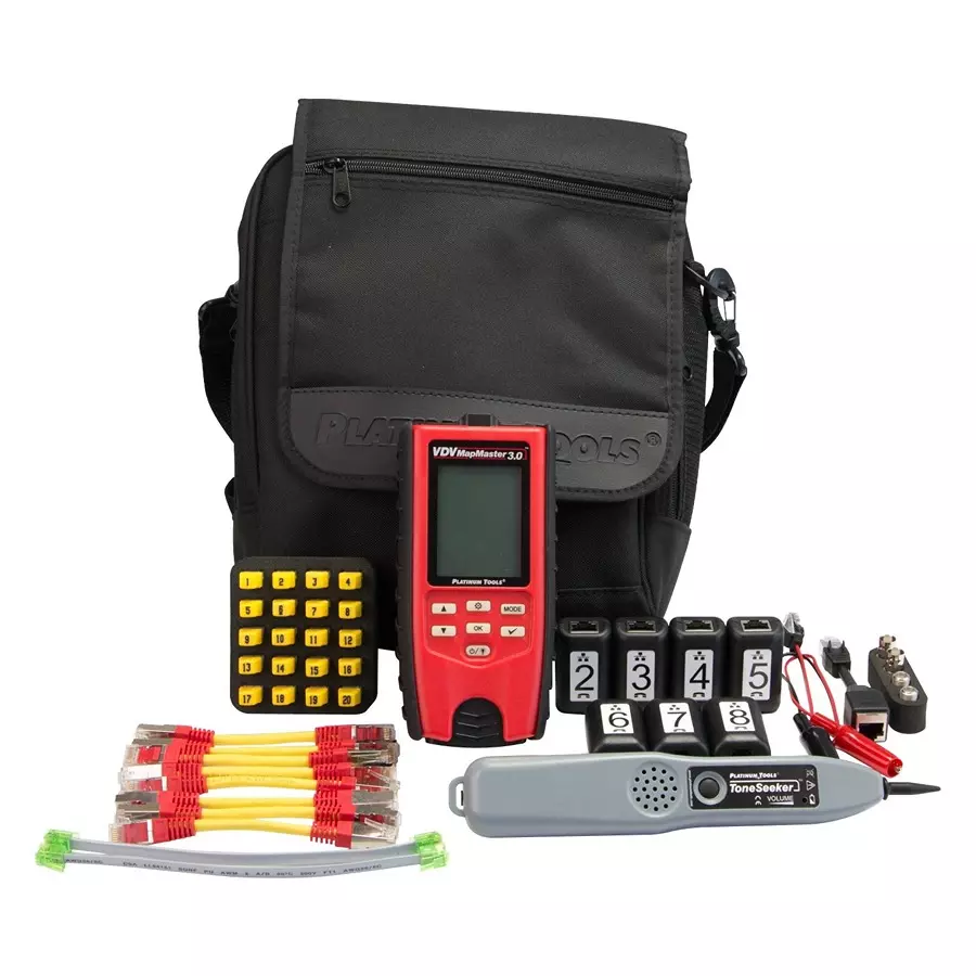 PLATINUM TOOLS Cable Tester Deluxe Pro Kit W/Remte, 50V, T130K3
