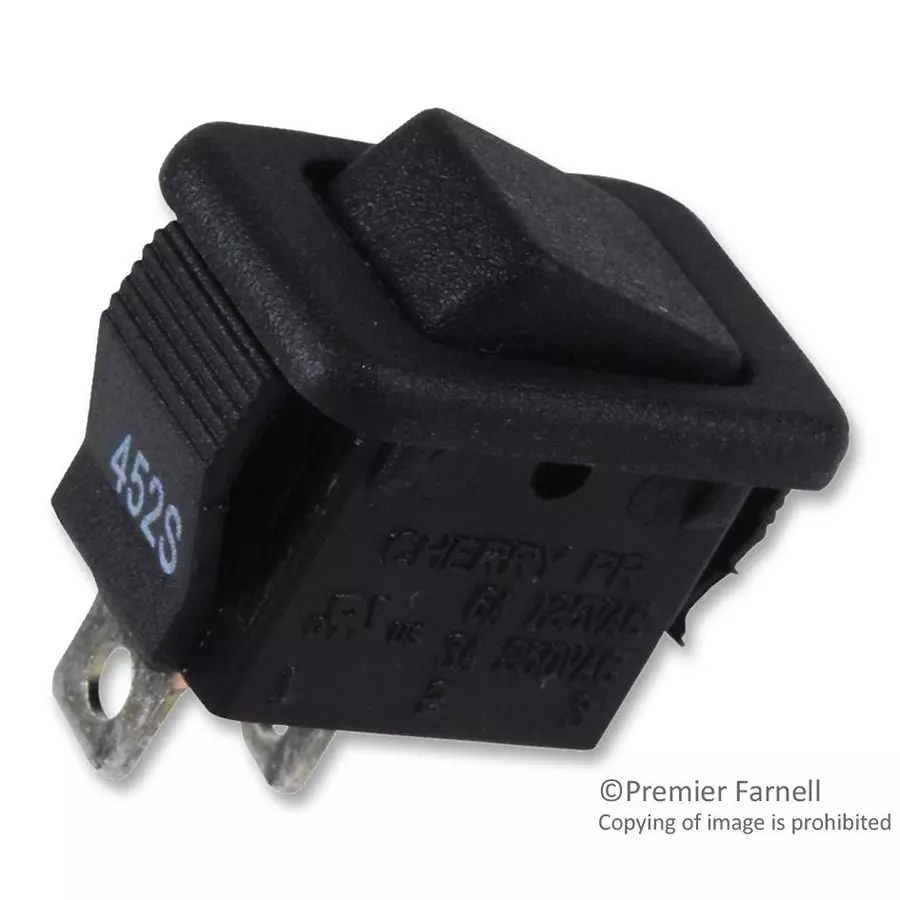 ZF Switch, Rocker, Spst, 3A, 250V, Black, PRK22J5BBBNN
