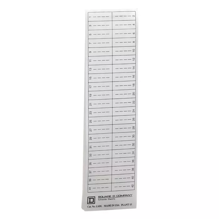 SQUARE D BY SCHNEIDER ELECTRIC Cover Directory Label, Replacement, LSDL