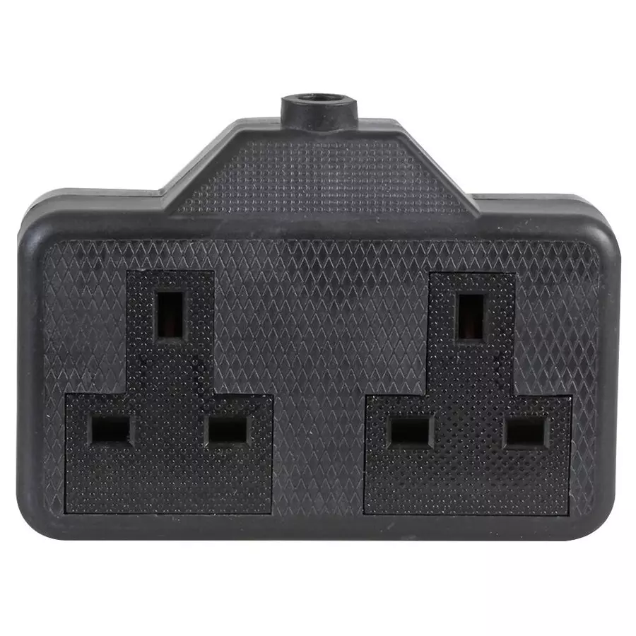 PRO ELEC SOCKET, EXTENSION, 2WAY, RUBBER, BLACK, 0139-BK