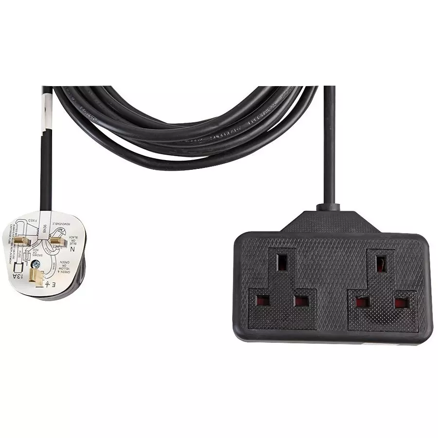 PRO ELEC EXTENSION LEAD, 2WAY, BLACK, 0139B