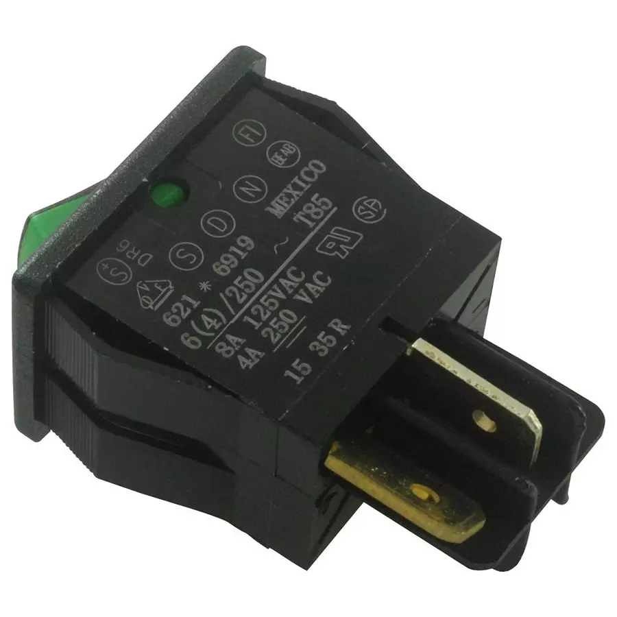 CARLING TECHNOLOGIES ROCKER SWITCH, SPST, 8A, 125VAC, 6211691909G