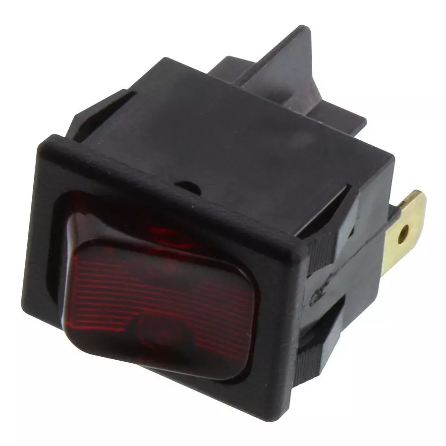 CARLING TECHNOLOGIES ILLUMINATED ROCKER SWITCH, SPST, 12A, 125VAC, RED, 632122-2B-JN