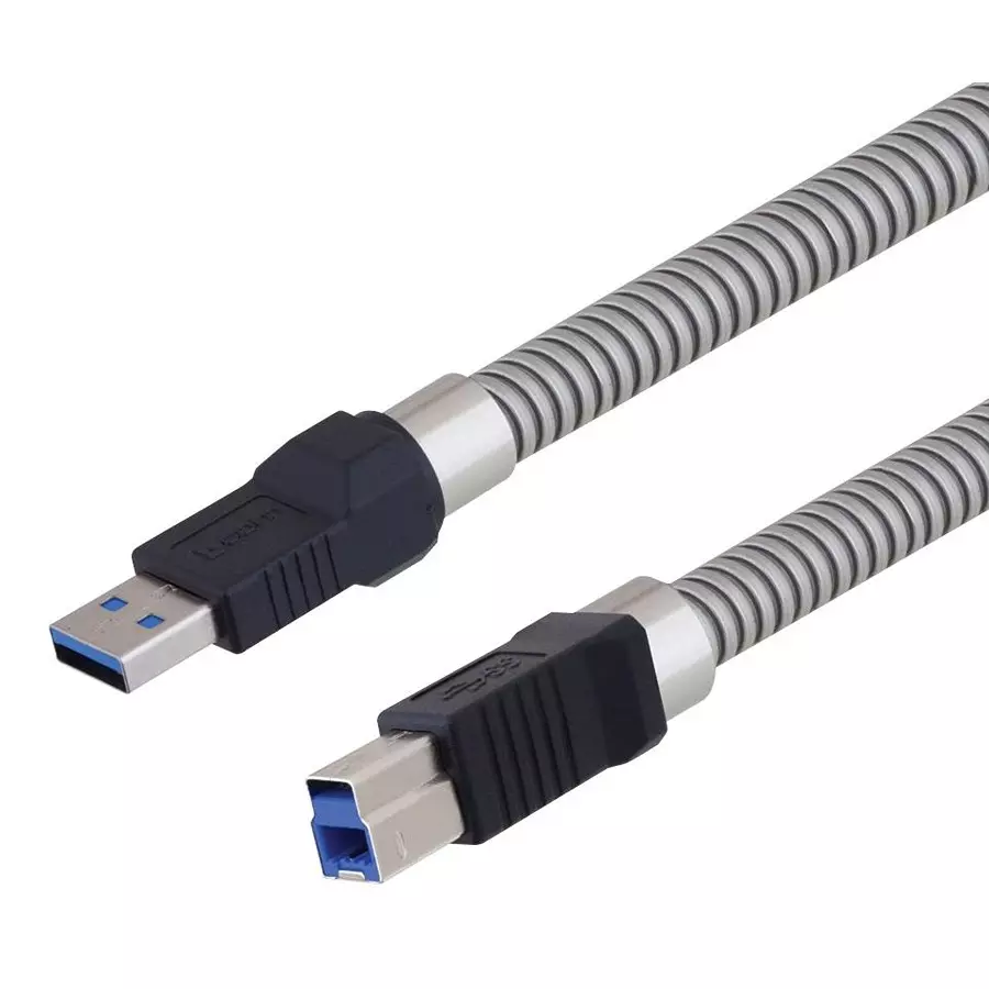 L-COM USB CABLE, 3.0 A-B PLUG, 0.5M, METALLIC, U3A00002-05M