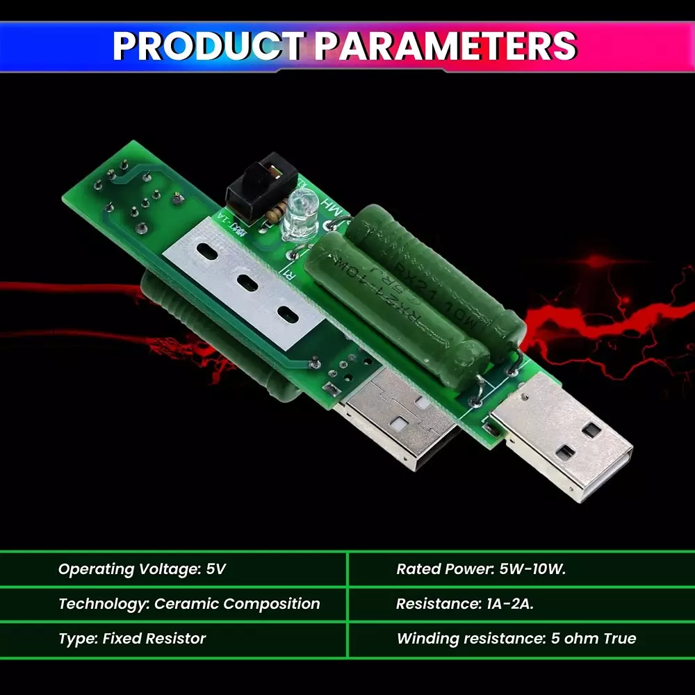 amiciSense USB Mini Discharge Load Resistor 1 A/2 A 5W-10W Power Ceramic Composition