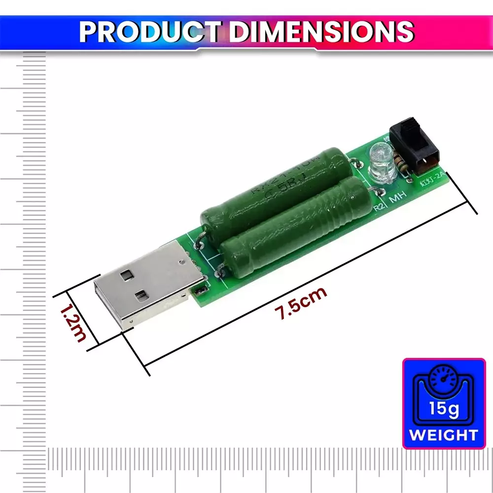 amiciSense USB Mini Discharge Load Resistor 1 A/2 A 5W-10W Power Ceramic Composition