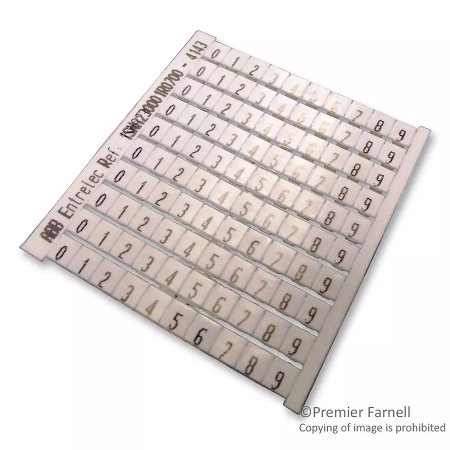 ENTRELEC - TE CONNECTIVITY Marker, 0-9, 10 Strips, 023000107 (Pack of 10 Pcs)