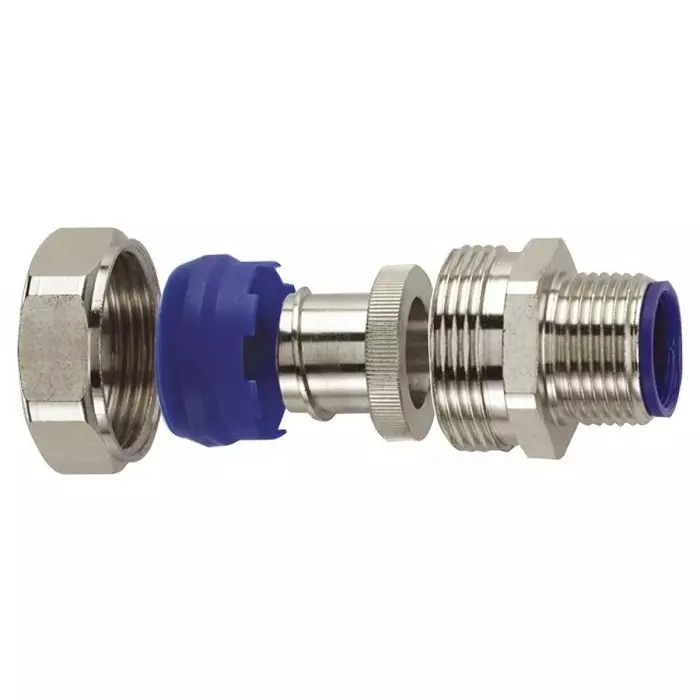 Flexicon Straight Conduit Fitting 20mm Nominal Size M20 Nickel Plated Brass IP66 IP67 IP68 IP69K Rating, LTP20-M20-C (Pack of 10 Pcs)