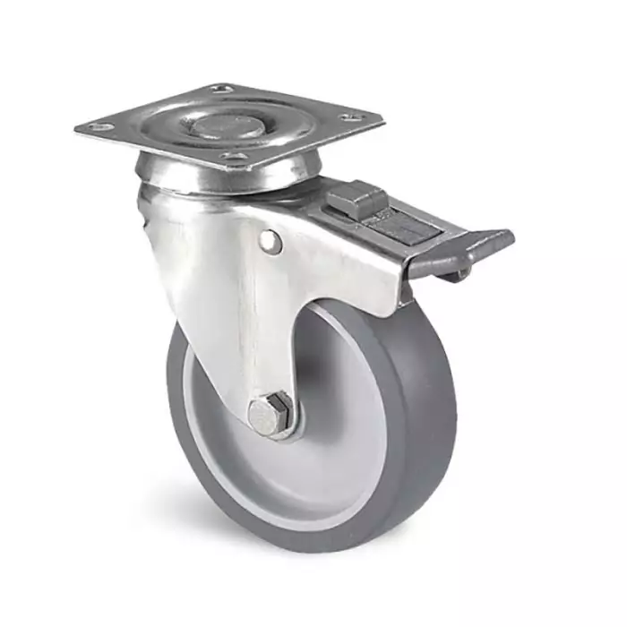 Guitel Hervieu Braked Swivel Castor Wheel 60 Kg Capacity 75 mm Wheel, JP2BD075-325L