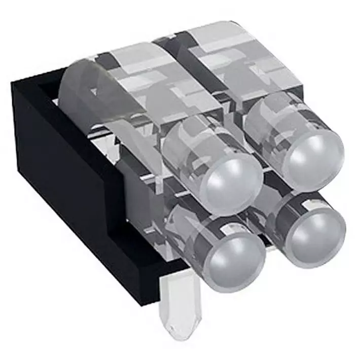 MENTOR PCB Mounted 4-Way Right Angle LED Light Pipe Bi-Level-Row Clear Dome Lens, 1296.2022 (Pack of 100 Pcs)